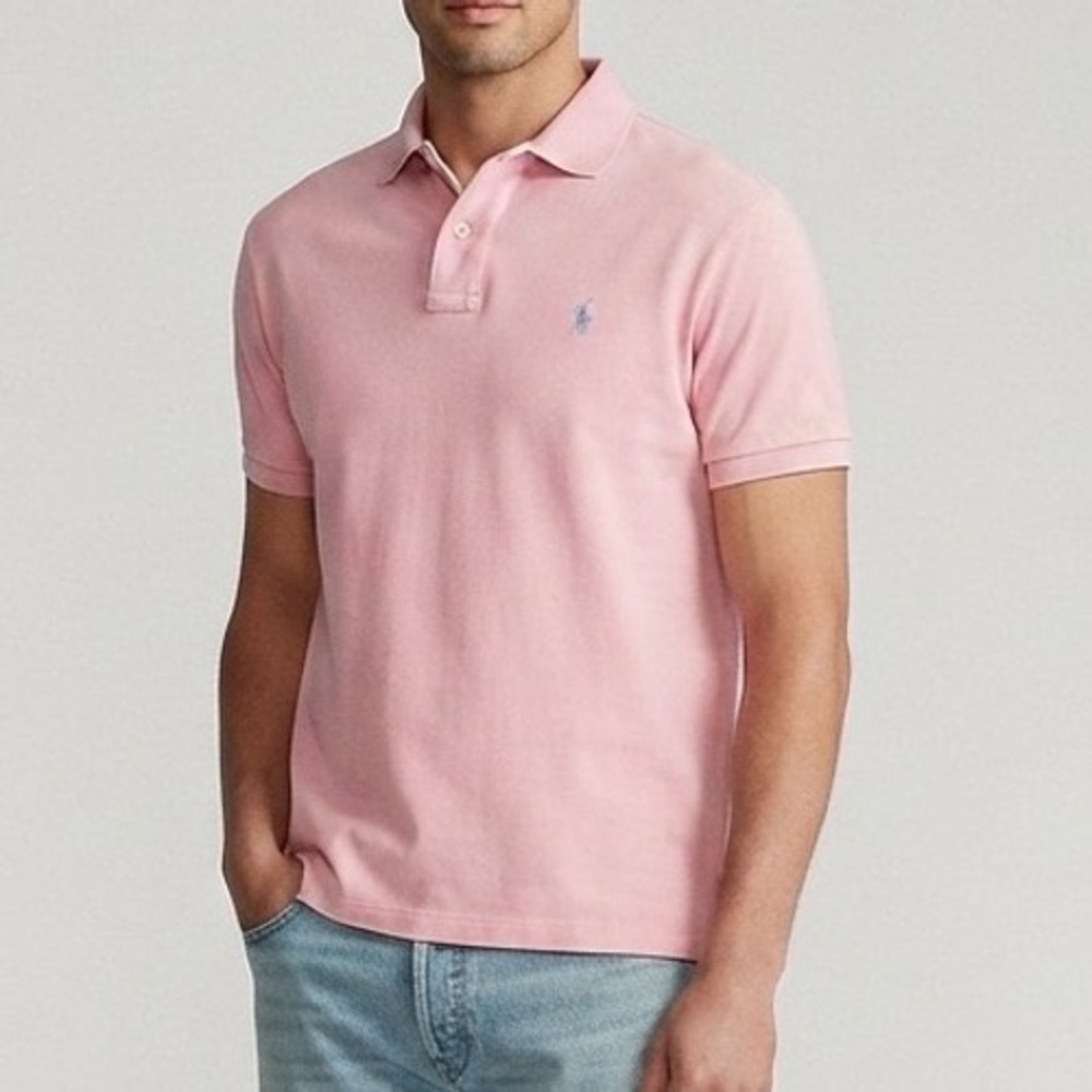Polo Ralph Lauren Mens XL Pink Short Sleeve Pony Logo Pique Polo Shirt Fair